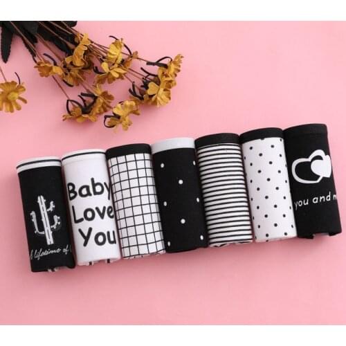 7Pcs Womens Cotton Panties Underwear Printed Briefs For Women Sexy Lingerie Cartoon Girls Underpanties Shorts Female Underwear