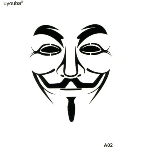 V Assassin Mask Temporary Tattoo Sticker Fake Tattoo & Body Art Killer Henna Tatoo Stickers Tattoo waterproof tattoo Men