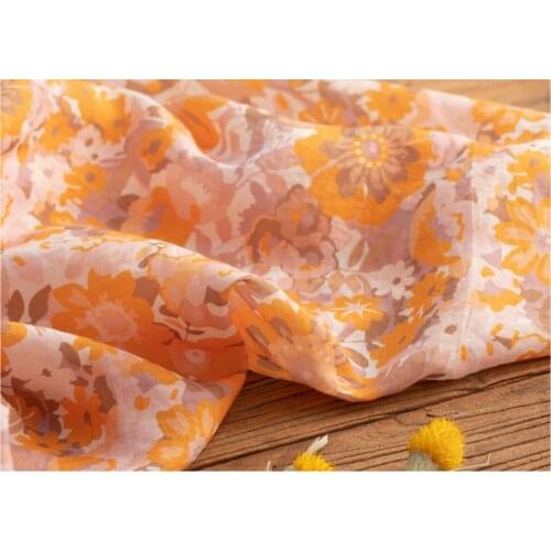 Vintage Pastoral Fresh Printed Ramie Fabric Robe Dress Fabric Designer Fabric