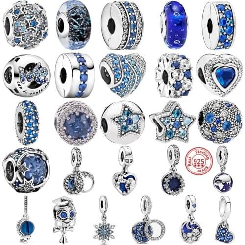 Hot Sale 925 Sterling Silver Beads Star Snowflake Owl Fox Clip Unicorn Charm Space Glass Fit Original Pandora Bracelet Jewelry
