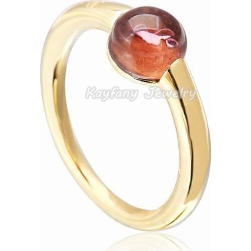 925 Sterling Silver Rings for Women Gold Plated Synthetic Gemstone Sweety Candy Rings 2021 Womens ring Hot US 6/7/8