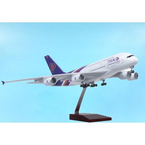 1/160 50.5CM Aviation Airbus 380 A380 Thailand THAI Airline Model W Light Landing Gear W landing gear wheels model toy Display