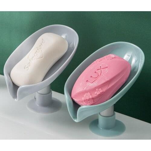 1 Pc Home Furnish Free Perforation Suction Cup Drain Soap Box Leaf Soap Box Creative Soap Box Personality Cute Drain Soap Shelf