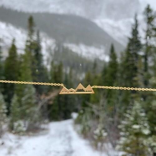 10PCS Dainty Snowy Mountain Top Pendant Necklace for Women Rose Gold Outdoor Nature Hiker Climbing Gifts Stainless Steel