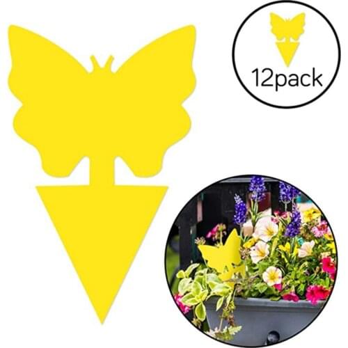 12PCS Sticky Insect Board Sun Flower Trap Board Yellow Board Double-Sided Gardening Exterminator Board Garden Pest Control Tools