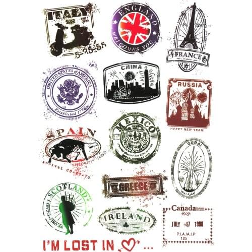 2017 New Design A4 Size Retro Stamp PVC Waterproof Notebook Suitcase Luggage Laptop Stickers For Mac Pro Skateboard DIY Sticker