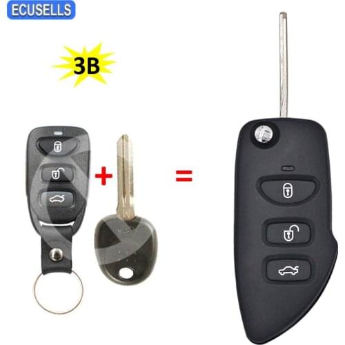 3 Button Folding Flip Remote Key Shell Case Fob Smart Car Key Housing Cover For Hyundai Sonata with Uncut Blade