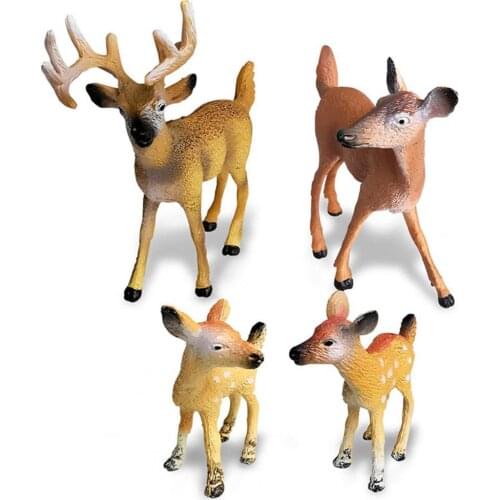 4Pcs/Set Whitetail Deer Model Cute Delicate Craft PVC Wild Animal White Tail Deer Model for Kids
