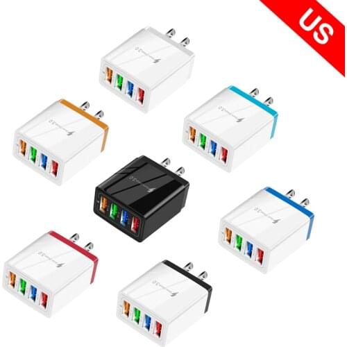 4 USB mobile charger 3 A color charging adapter the multi-port USB charger in the us and Europe