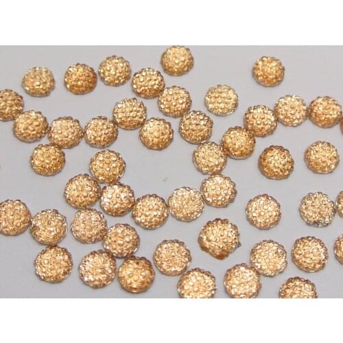 500 Champagne Acrylic Round Flatback Dotted Rhinestone Beads 6mm