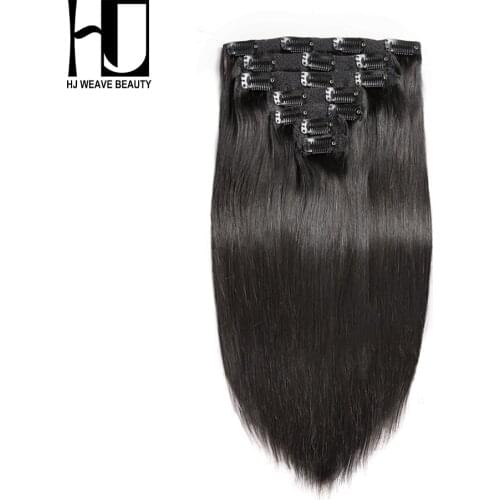 7A HJ WEAVE BEAUTY Clip In Human Hair Extensions Straight Natural Color 7 Pieces/set Remy Hair 100G 14-22 Inch