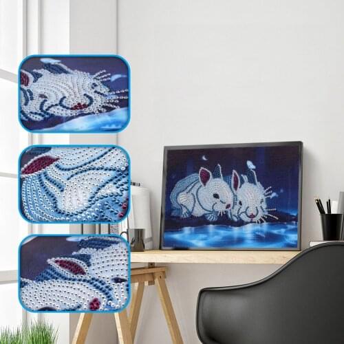 DIY Special Shaped Diamond Painting Resin Crystal Embroidery Cross Stitch Rabbit Near The River Animals Needlework Kids Hobbies