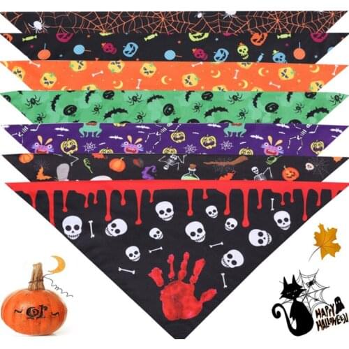 Halloween Dog Bandanas Washable Pet Triangular Bandage Bibs for Puppy Dog Pet Cat Neck Decor Dress Up Bibs Pet Supplies