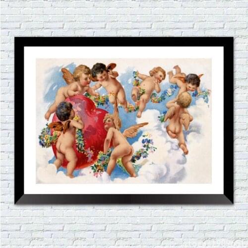 No frame classical religious figures cartoon baby angels canvas printings oil painting printed on cotton decoration picture