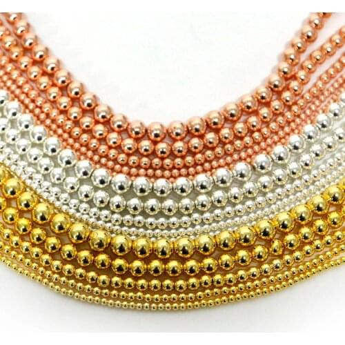 3/4/6/8/10mm Natural Stone Beads Gold Color Hematite Beads Round Loose Spacer Beads For Jewelry Making DIY Bracelet Necklace
