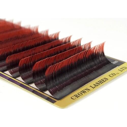 CrownLASH Ombre Red B C D-0.07 7-15mm Dual Color Russian Volum Lash Extension 2tone High Quality