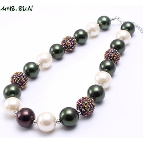 MHS.SUN Child Kids Chunky Beads Necklace Girls Toddler Chunky Bubblegum Necklace Handmade Jewelry Gift For Party New Arrival