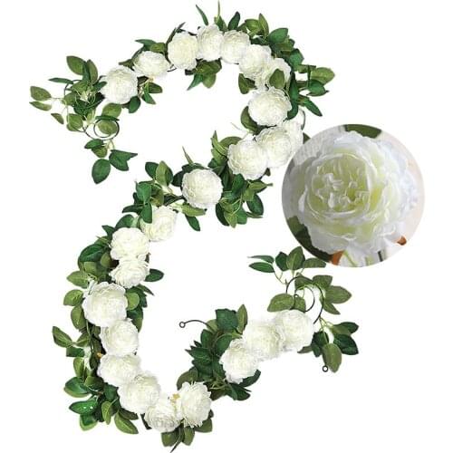 Peony Artificial Flowers Garland Rose Garland Artificial Hanging Rose Garland Decoration for Wedding Garden Party 3Pack/19.6 FT