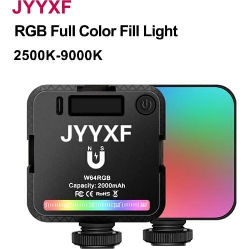 JYYXF W64 RGB Full Color LED Fill Light Photographic Lighting 2500K-9000K Camera Smartphone Photo Video Vlog Light Lamp