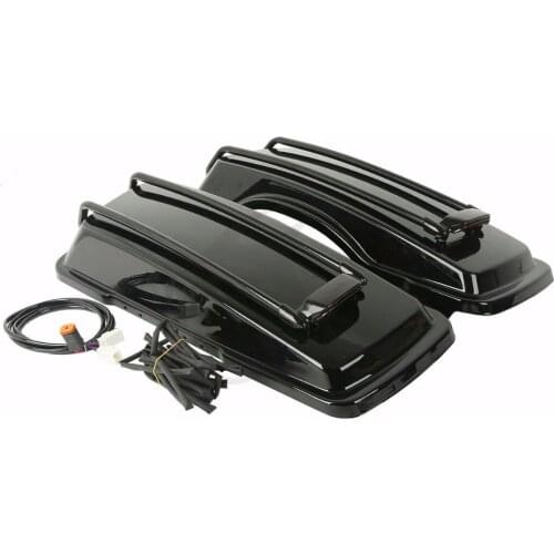 Motorcycle SaddleBag Lids With Light Top Rail For Harley Touring Road King Ultra Street Glide Electra Glide 1994-2013