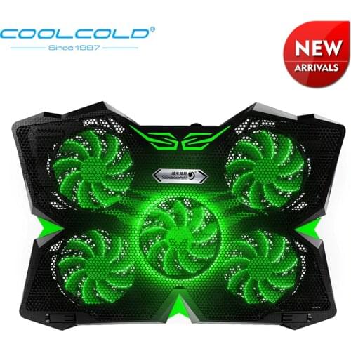 COOLCOLD New Arrival 5 LED fans Laptop Cooler Cooling Pad USB 2.0 Cooler Stand With Silk Print Design For 12-17inch Notebook