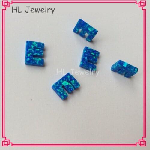 50PCS/Lot Synthetic Opal Initial Letter E Pendant 7.5*10MM Capital E Letter Pacific Blue Opal Pendant