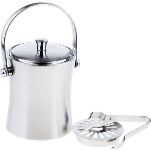MagiDeal 1L Double Wall Stainless Steel Ice Bucket Wine Cooler with Portable Handle