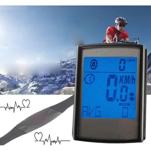 Multifunctional 3 in 1 Wireless LCD Bicycle Cycling Computer Speedometer Cadence Sensor Odometer Heart Rate Monitor Chest Strap