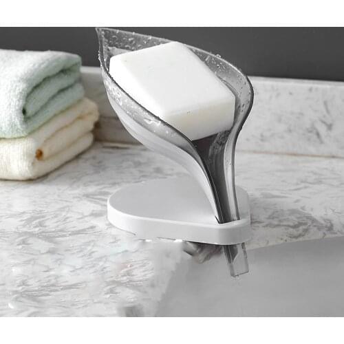ADOREHOUSE Leaf Type Soap Box Drain Soap Storage Organizer Sucker Sink Drain Rack Sponge Holder Powerful Tool Bathroom Organizer