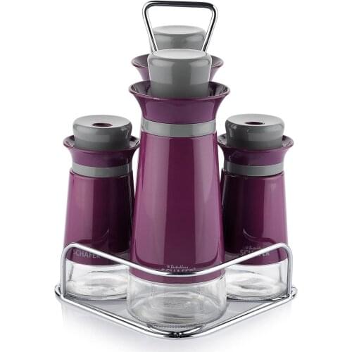 Schafer Kitchen House 5 Piece Oil Vinegar Set - Purple-MOR01