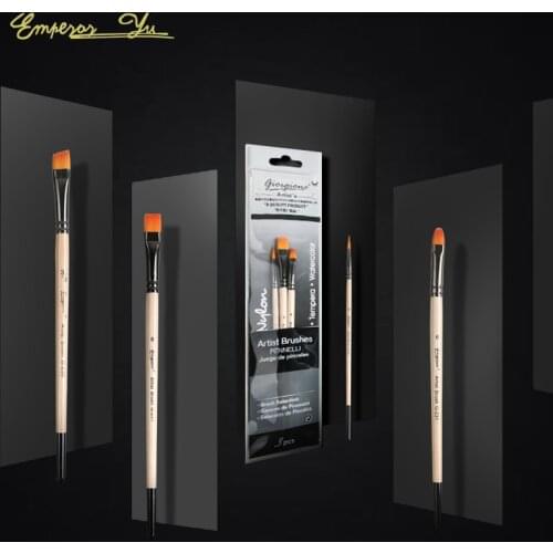 3 PC/set of black aluminum tube high quality nylon brush oil painting brush wooden handle art paint brush set art student tools
