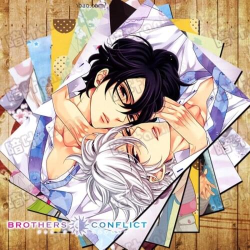 10 PCS/LOT Anime Brothers Conflict Poster Sticker Toys Asahina Ema Masaomi Ukyo Kaname Hikaru 10 Comic Wall Picture Size 42x29CM