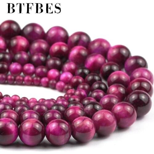 Natural Rose Rend Tiger Eye Stone Beads Round Loose Spacer Beads For Jewelry Making DIY Bracelet Necklace 15" 4/6/8/10/12mm Ball