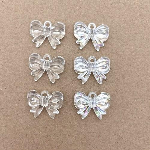 New Arrival! 23x30mm 170pcs Aurora Clear Bows-shape beads for Handmade Necklace Earring DIY Parts,Jewelry Findings & Components