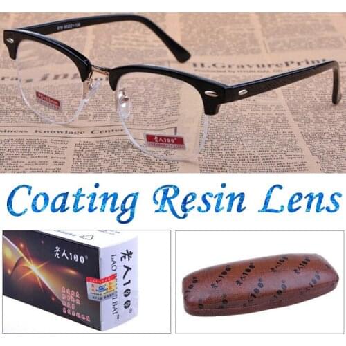 2019 Fashion Rivet Half Frame With Case Men Women Reading Glasses Antifatigue Coating Resin Lens+1.0 +1.5 +2.0 +2.5+3.0+3.5+4.0