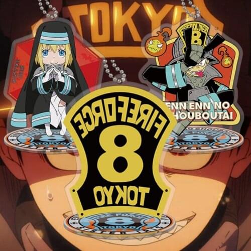 Fire Force 2 Acrylic Stand Figure Keychain Shinra Kusakabe Asa Boiru Maki Oze Action Figure Toy Keyring Pendant 9cm
