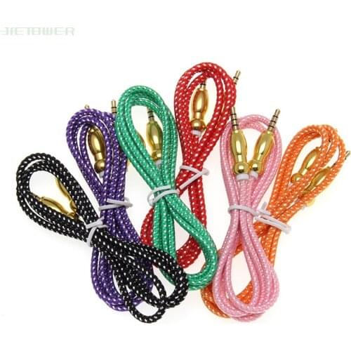 Braided Metal Gourd Head AUX Car Audio Cable 3.5mm Car Audio Male to Male Audio Cable for Headphones iPhones iPads 300pcs/lot