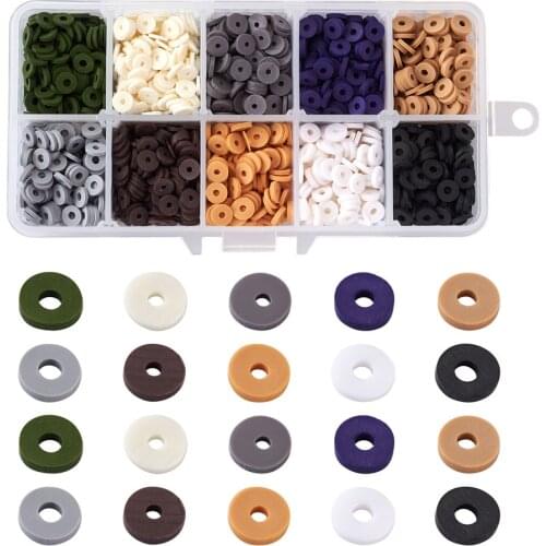 2200~2400pcs/Box Handmade Polymer Clay Flat Round Beads 6mm Heishi Beads for DIY Bracelet Necklace Jewelry Crafts Decor Supplies