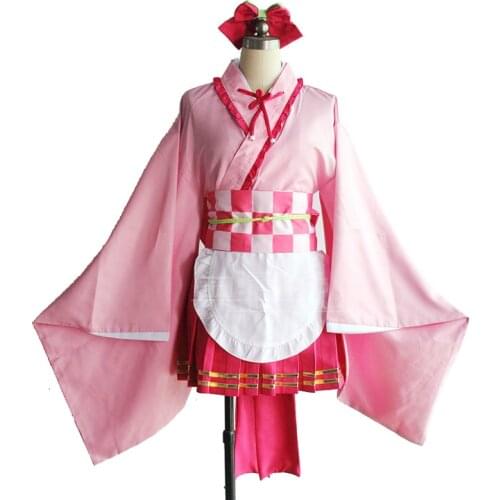 Drop Ship Anime Tsuyuri Kanawo Kimono Dress Demon Slayer Kimetsu No Yaiba Cosplay Costume Lolita Girls Maid Uniform Wholesale