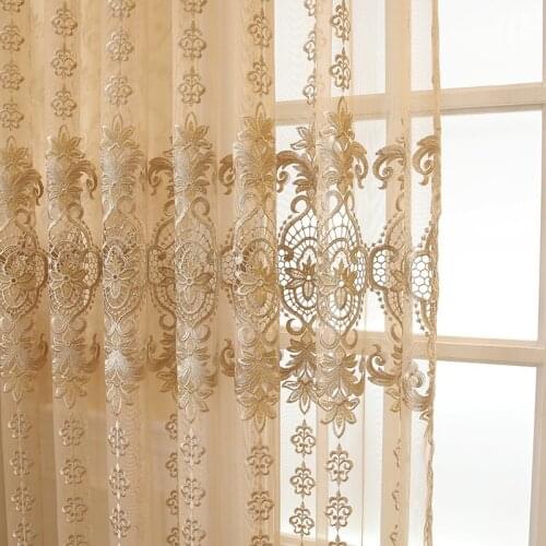 Luxury Embroidered Tulle Curtains for Living Room Bedroom Window Sheer Curtain Drapes Customs