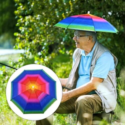 Fishing Cap Sport Umbrella Hat Hiking Beach Camping Headwear Cap Head Hats Rainbow Foldable Sunscreen Shade Umbrella