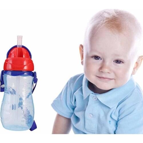 300ml Silicone Training Leakproof Cups Milk Babies Water Feeding Bottle Straw Suction With Handles Drinking Wide Mouth