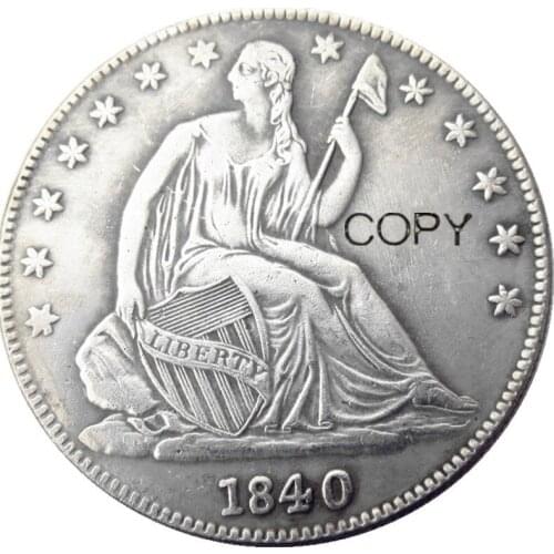 US 1840 P/O Liberty Seated Half Dollar Silver Plated Copy Coins