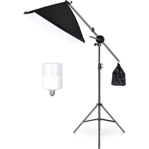 20W LED Continuous Lighting Studio Kit Boom Arm 50x70CM Softbox for Photography Lighting and Photo Vedio Shooting Equipment