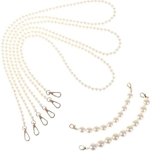 Handle Imitation Pearls Clutch Bag Strap Purse Bag Wallet Belt Wrist Bag Chain