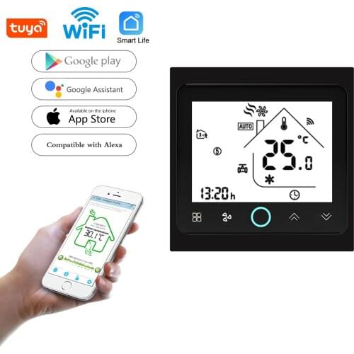 WiFi Black Thermostat Temperature Controller for Electric Floor Heating with Alexa Google Home