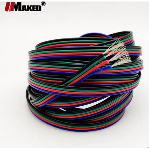 5M 10M 100M LED Cables 22AWG 4Pin Tinned Copper RGB cable PVC insulated wireUL2468 strip Lights extension connect Power wires