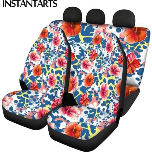 INSTANTARTS Leopard Flower Printed Comfortable Car Accessories Front/Back Seat Cover Car Seat Protector Comfortable Seat Covers