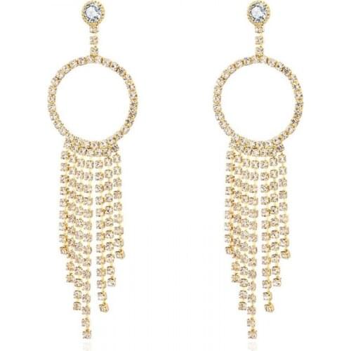 Gold Cubic Zirconia Dangle Earrings For Women Wedding Party Long Crystal Tassel Drop Earring Female Fashion Jewelry 2021 Gifts