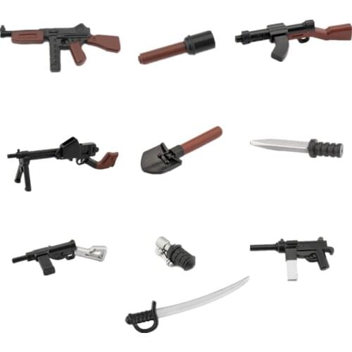 WW2 Military Weapon Building Block Guns British Japanese US Army Two-color Thomson Submachine Gun M24 M3 Bricks Accessories C222